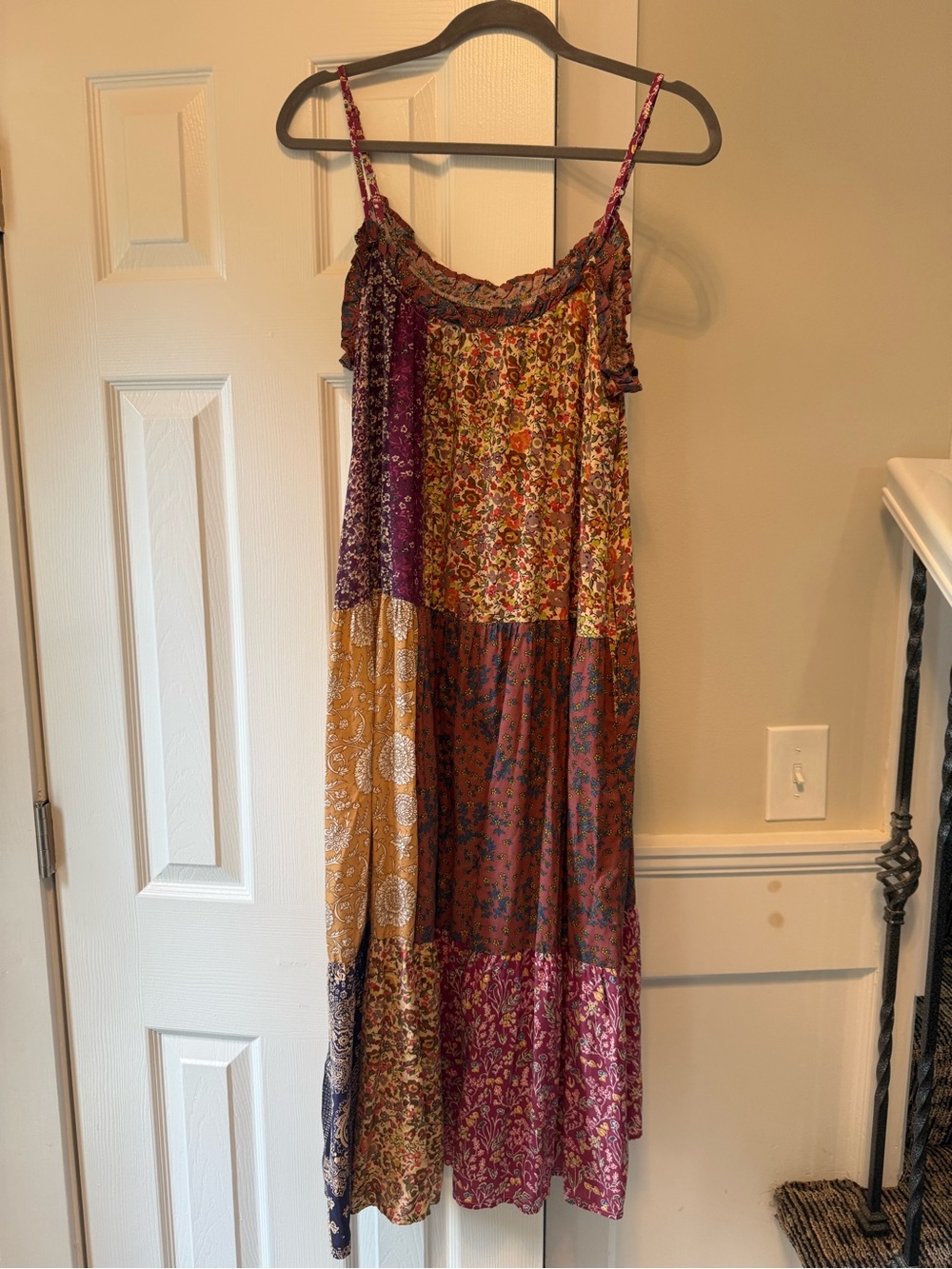 Natural Life boho patchwork maxi dress colorful mix floral & paisley Medium EC1